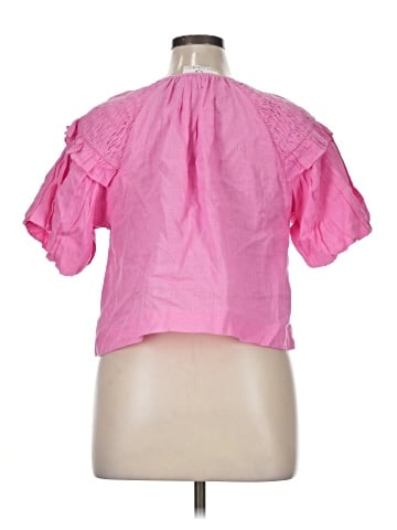Self Contrast Short Sleeve Blouse (view 2)