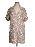Amadi 100% Cotton Animal Print Brown Short Sleeve Blouse Size S (petite) - photo 1