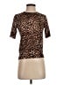 INC International Concepts Animal Print Brown Short Sleeve Top Size S - photo 1