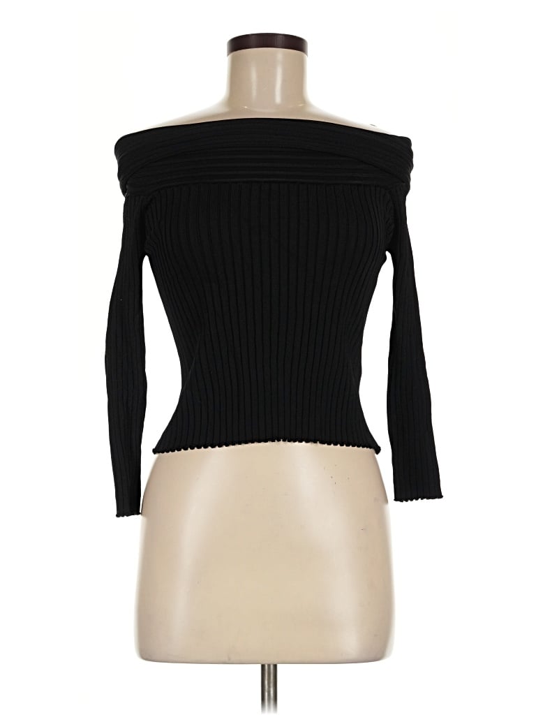 Pre-owned Zara 3/4 Sleeve T-shirt In Black