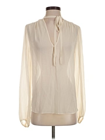 Theory Long Sleeve Silk Top (view 1)