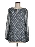 Tory Burch 100% Silk Gray Long Sleeve Silk Top Size 8 - photo 1