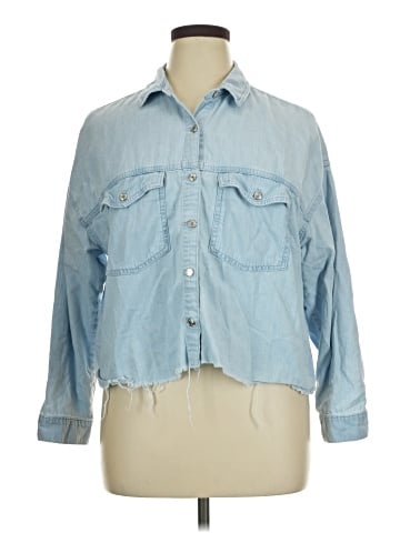 Pull&Bear 3/4 Sleeve Button-Down Shirt (view 1)