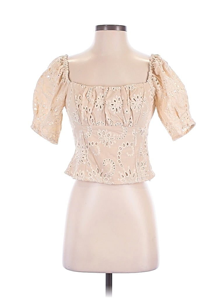 Pre-owned Astr Short Sleeve Blouse In Ivory