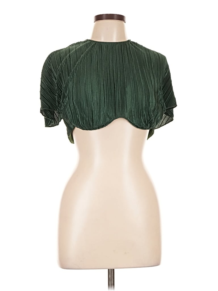 Pre-owned Onia Short Sleeve Top Green Halter Neckline Tops