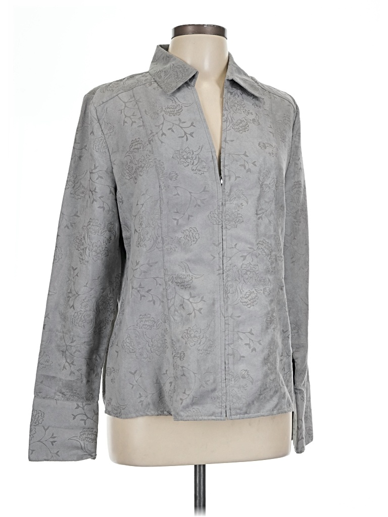 Pre-owned Croft & Barrow Long Sleeve Blouse In Gray