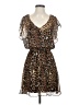 Express 100% Polyester Animal Print Brown Cocktail Dress Size S - photo 1