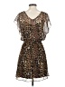 Express 100% Polyester Animal Print Brown Cocktail Dress Size S - photo 2