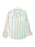 Crewcuts 100% Cotton Stripes Green Long Sleeve Button-Down Shirt Size 8 - photo 1