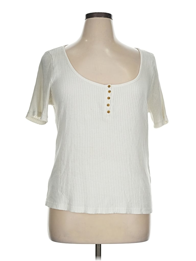 Pre-owned Jcrew Short Sleeve Henley Shirt In Ivory