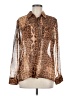 Chico's Animal Print Brown Long Sleeve Blouse Size M - photo 1