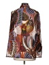 Halogen 100% Polyester Print Brown Long Sleeve Blouse Size L - photo 2