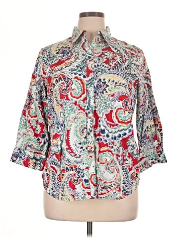 Chaps 3/4 Sleeve Button-Down Shirt (view 1)