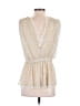 Free People 100% Polyester Polka Dots Ivory Sleeveless Blouse Size S - photo 2