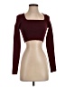 Zara Solid Burgundy Long Sleeve T-Shirt Size S - photo 1