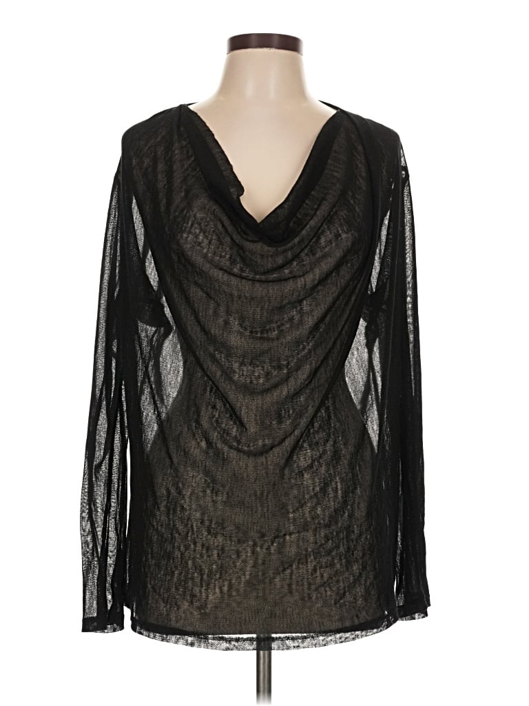 Pre-owned Karen Kane Long Sleeve Blouse In Black