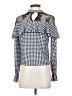 Shein Houndstooth Silver Long Sleeve Blouse Size 4 - photo 2
