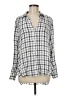 Ann Taylor LOFT 100% Rayon Plaid Silver Long Sleeve Blouse Size M - photo 1