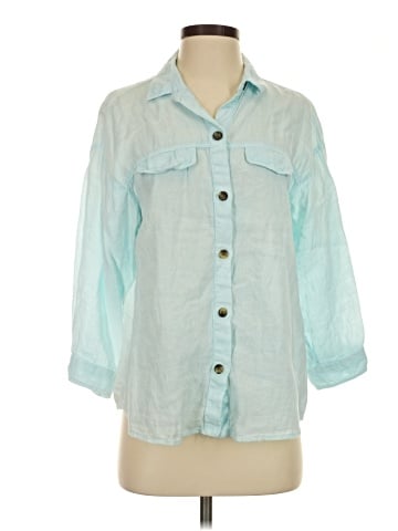 Zara 3/4 Sleeve Button-Down Shirt (view 1)