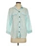 Zara Teal 3/4 Sleeve Button-Down Shirt Size S - photo 1