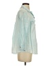 Zara Teal 3/4 Sleeve Button-Down Shirt Size S - photo 4