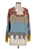Poof! Color Block Brown Pullover Sweater Size M - photo 1