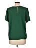 Ann Taylor 100% Polyester Green Short Sleeve Blouse Size L (petite) - photo 2