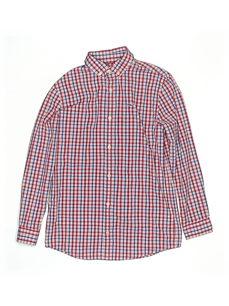 Pre-owned Vineyard Vines Kids' Long Sleeve Button Down Shirt In Red