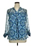 Juniper + Lime 100% Polyester Paisley Blue Long Sleeve Blouse Size XL - photo 1