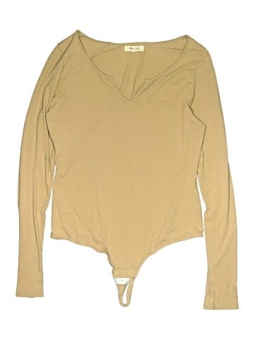 Madewell Pointelle Split-Neck Long-Sleeve Thong Bodysuit (view 1)