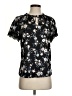 Maurices 100% Polyester Floral Black Short Sleeve Blouse Size S - photo 1