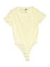 WeWoreWhat 100% Cotton Solid Yellow Bodysuit Size S - photo 1