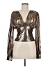 Flying Tomato Metallic Silver Long Sleeve Blouse Size M - photo 1