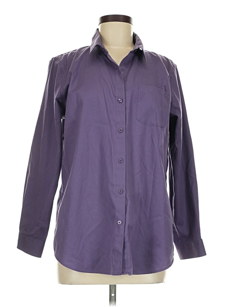 Pre-owned Coldwater Creek Long Sleeve Button Down Shirt In Purple