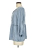 Fever 100% Rayon Blue 3/4 Sleeve Blouse Size M - photo 5