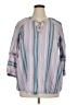 Lane Bryant Stripes Blue 3/4 Sleeve Button-Down Shirt Size 14 - photo 1
