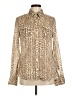 Lucky Brand 100% Polyester Animal Print Gold Long Sleeve Blouse Size M - photo 1