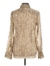 Lucky Brand 100% Polyester Animal Print Gold Long Sleeve Blouse Size M - photo 2