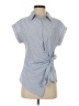 Haute Monde Stripes Blue Short Sleeve Blouse Size S - photo 1