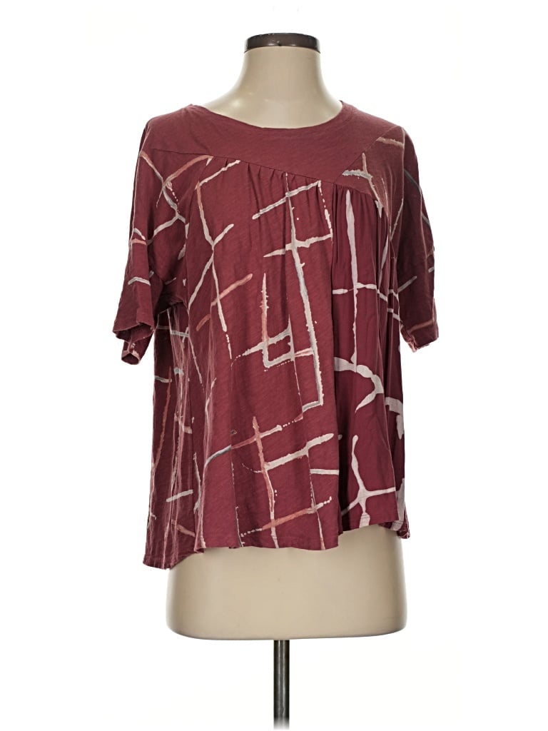 Pre-owned Akemi + Kin Short Sleeve Blouse In Burgundy