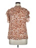 DR2 100% Polyester Animal Print Orange Short Sleeve Blouse Size XL - photo 1