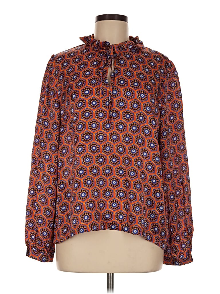 Pre-owned Emily Lovelock Long Sleeve Blouse In Orange