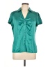 Worthington 100% Polyester Teal Short Sleeve Blouse Size L - photo 1