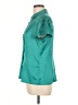 Worthington 100% Polyester Teal Short Sleeve Blouse Size L - photo 5