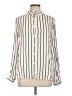 Lumiere 100% Rayon Stripes Ivory Long Sleeve Blouse Size L - photo 1