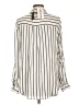 Lumiere 100% Rayon Stripes Ivory Long Sleeve Blouse Size L - photo 2