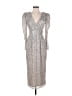 Mac Duggal 100% Polyester Metallic Silver Cocktail Dress Size 2 - photo 1
