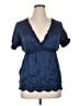 Boston Proper Blue Short Sleeve Silk Top Size 14 - photo 1
