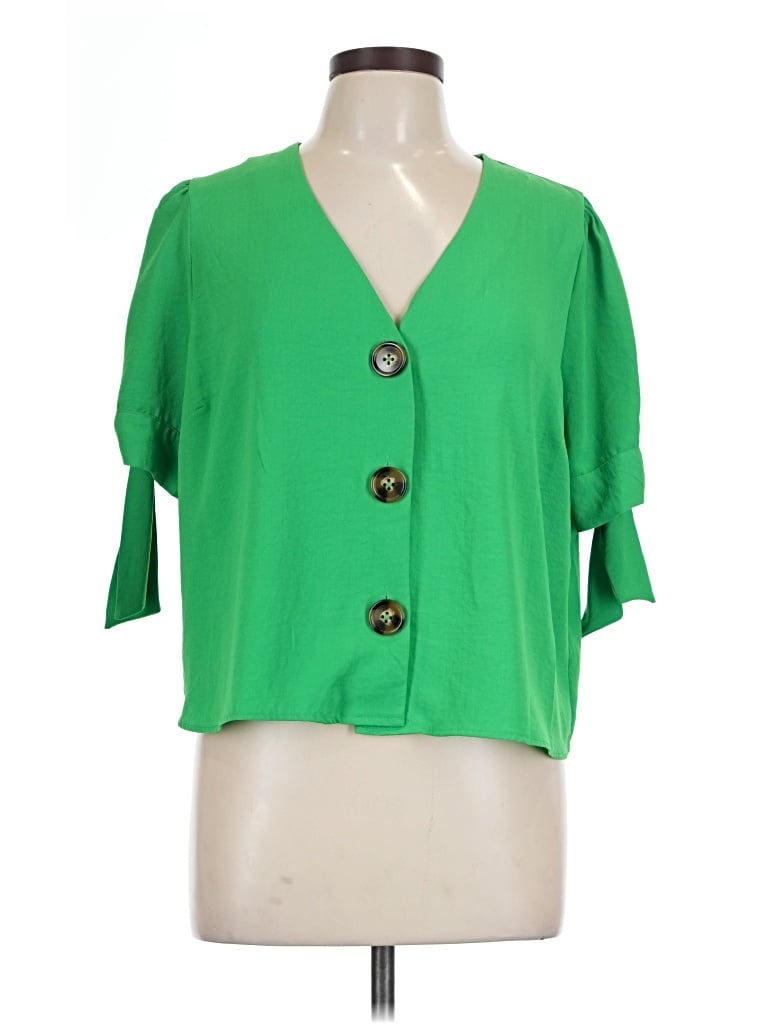 Pre-owned Vine & Love 3/4 Sleeve Blouse In Green