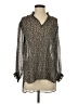 Robert Graham Animal Print Gray Long Sleeve Silk Top Size S - photo 1